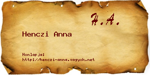 Henczi Anna névjegykártya